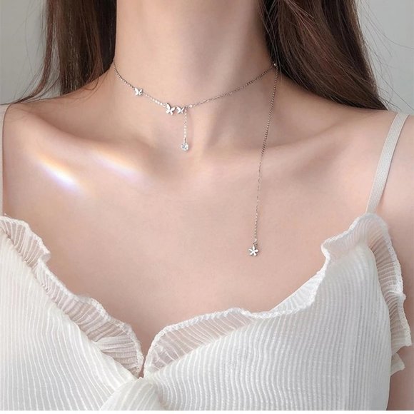 *NEW Sterling Silver Diamond Butterfly Necklace - Picture 8 of 15